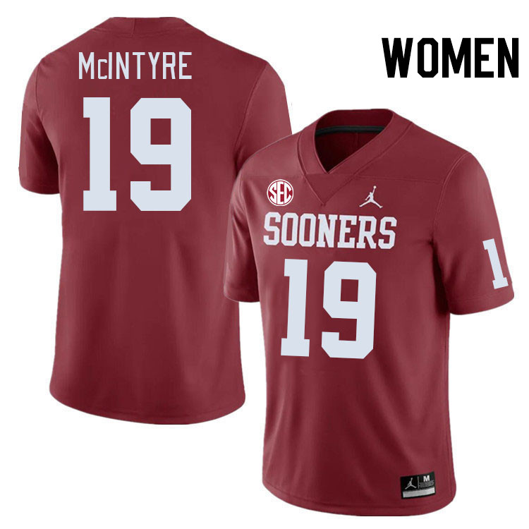 Women #19 Kade McIntyre Oklahoma Sooners 2024 SEC Conference College Football Jerseys-Crimson